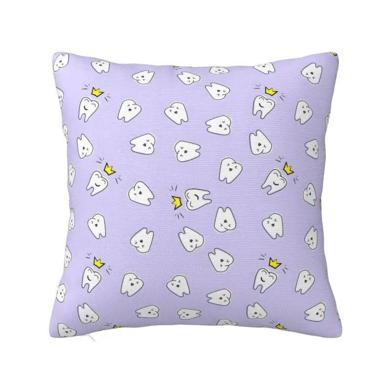 Custom Tooth Nursery Print Violet Throw Pillow Covers Care Dental Health Cushion Cover Decoration Salon Square Pillowcase