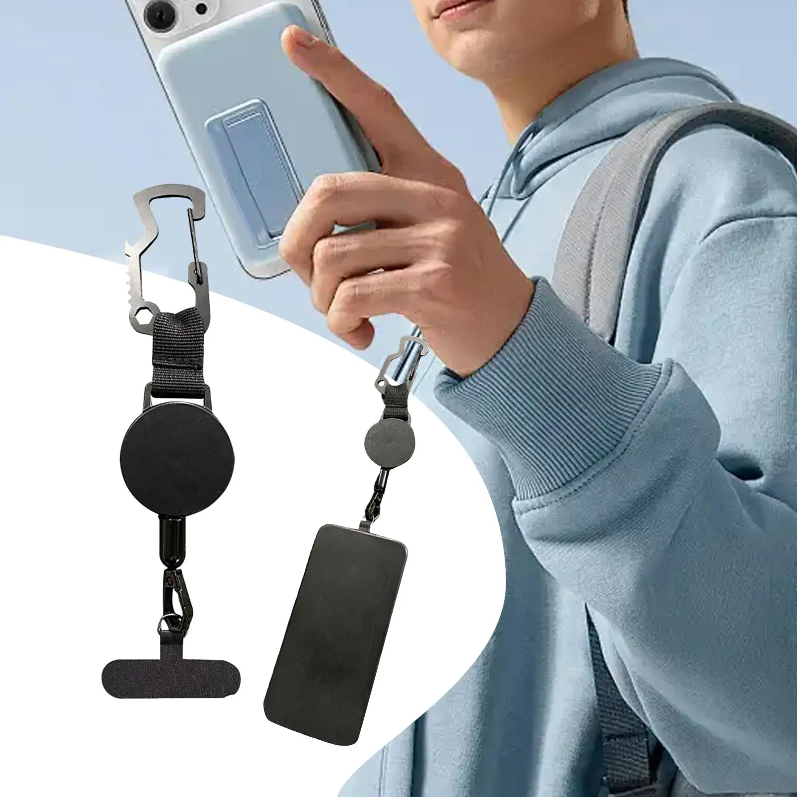 

Retractable Key Chain Phone Lanyard Holder Drop Travel Essential Keyring Phone Tether for Hiking Outdoor Climbing