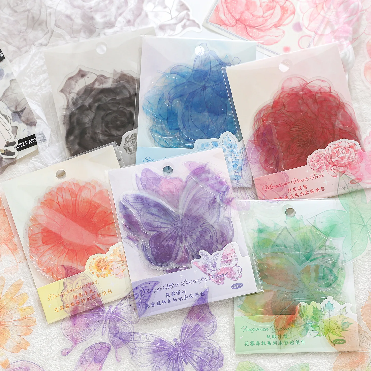 

Цветок Туман Лес Серия Винтаж Акварель Цветок Бабочка Пейзаж ПЭТ Стикер Творческий Журнал Материал Коллаж Канцелярские Товары