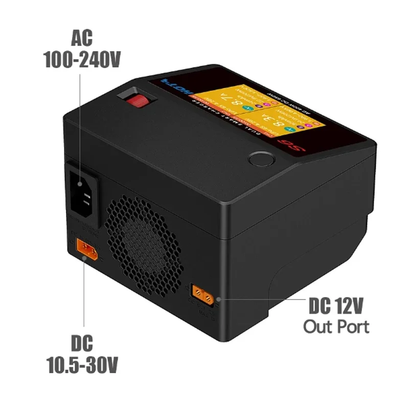SkyCityFPV  HOTA S6 AC 400W 15A DC 2X325W Channel Smart Battery Charger Discharger Racing Drone RC Quadcopter Type-C Output 45W