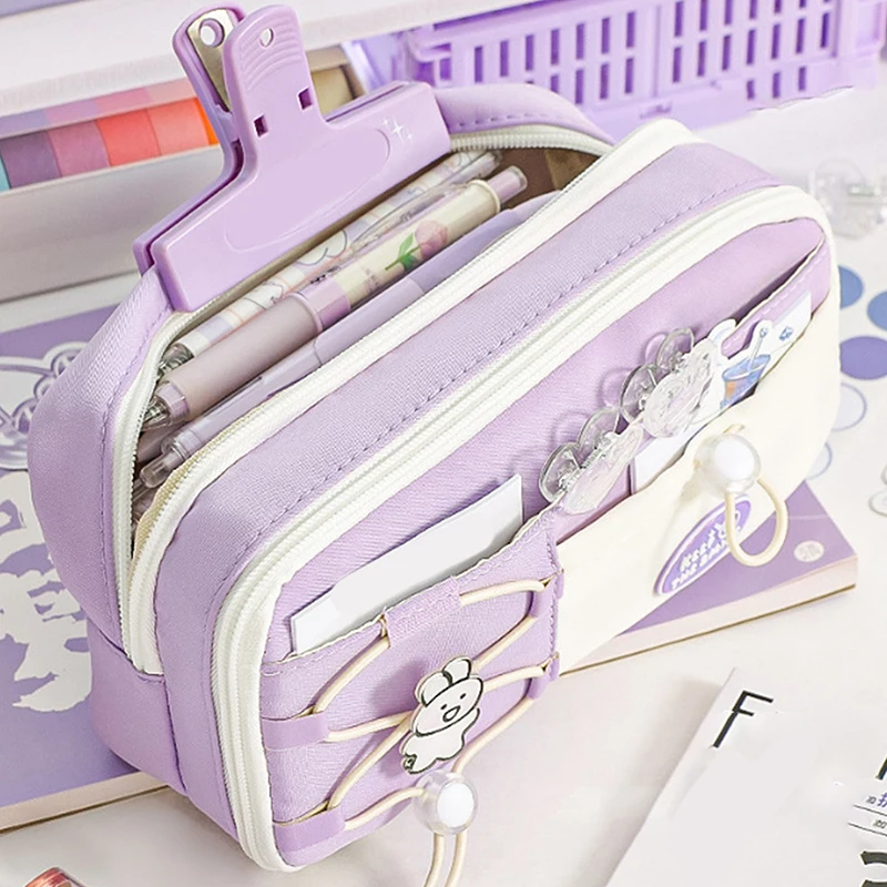 Модный простой пенал для студентов, милый креативный дизайн, однотонный органайзер для канцелярских принадлежностей, большая вместительная сумка для ручек, школьная сумка