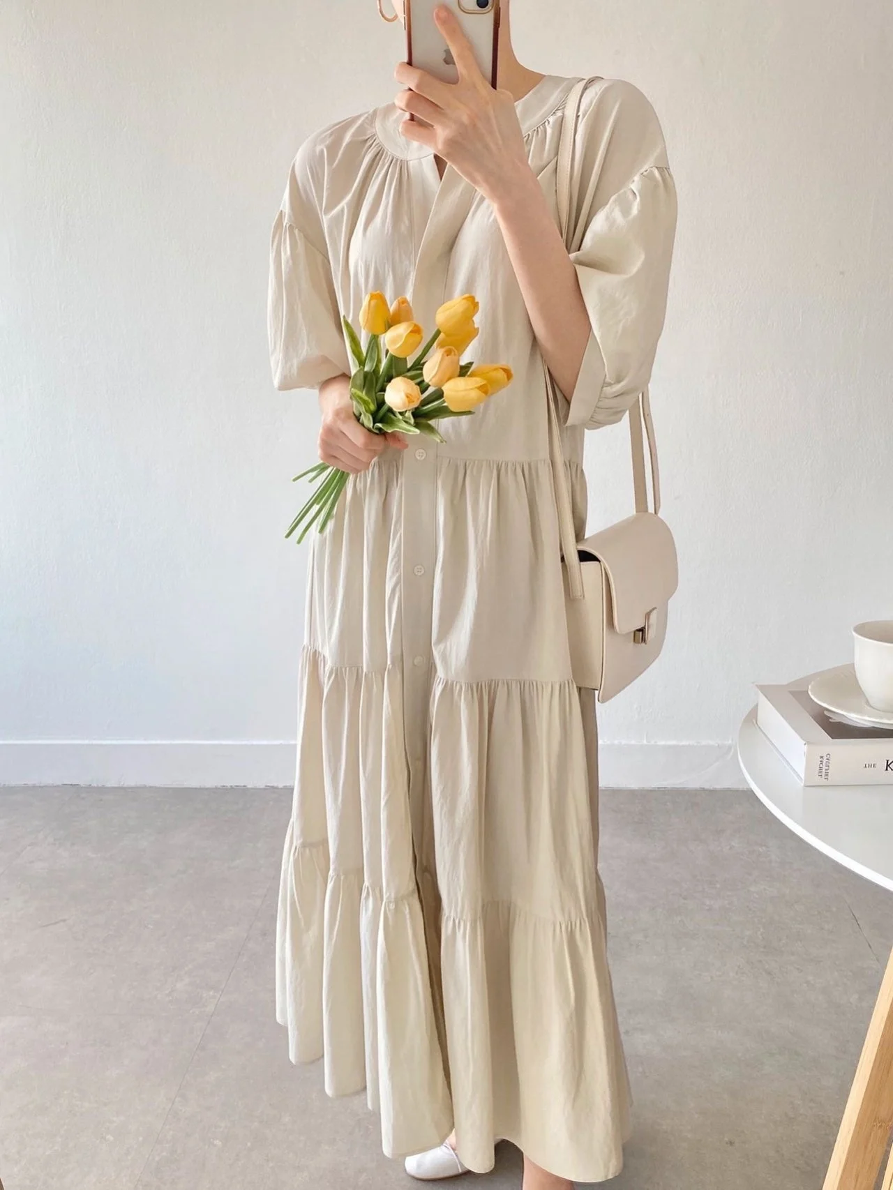 Bolha solta Sve irt Dr Mulheres verão cor doce emenda bolo saia casual longo Dr coreano Sle primavera outono...