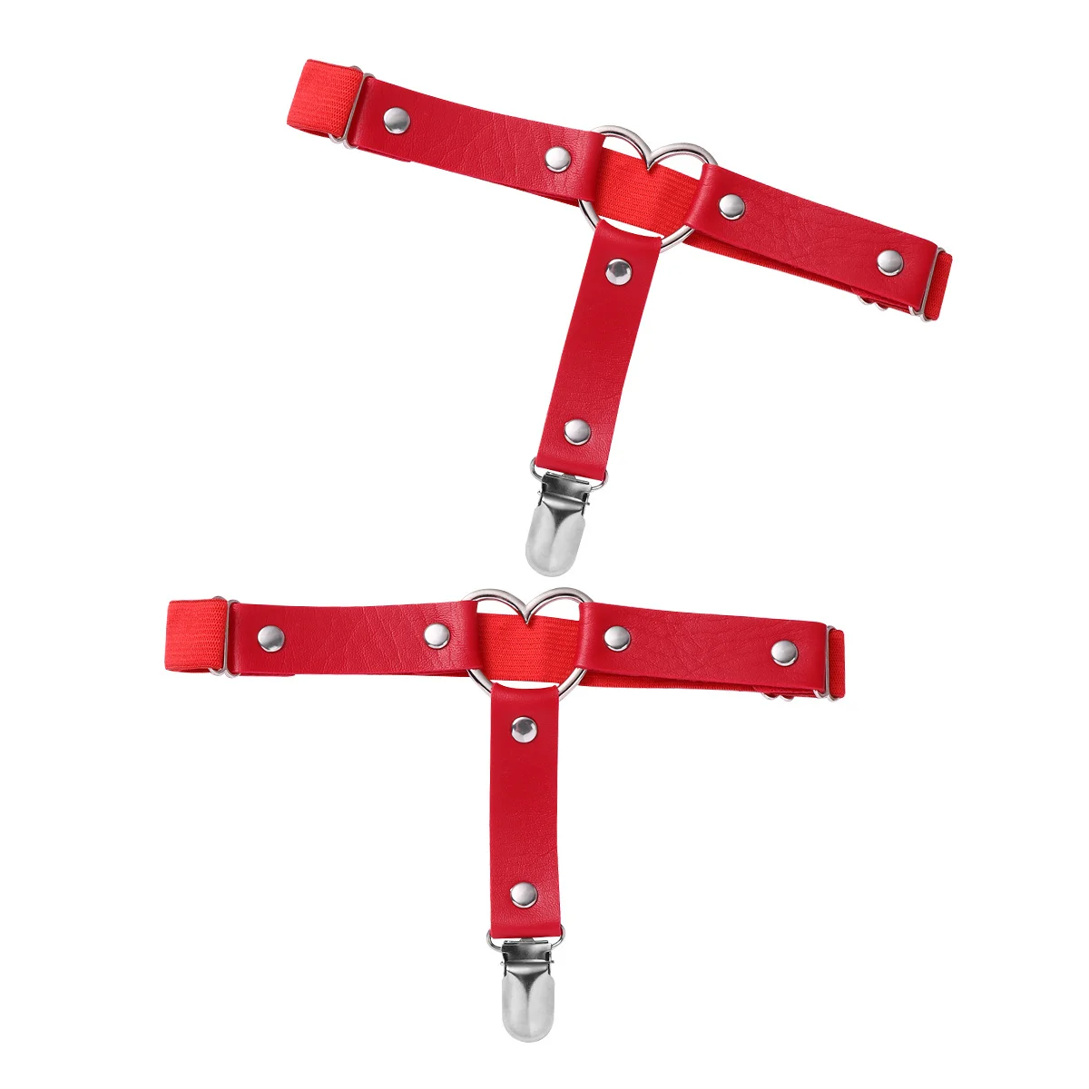 

2Pcs Loving Heart Leg Rings Adjustable Punk Hip-Hop Garters for Cosplay Show Binding Games Harness