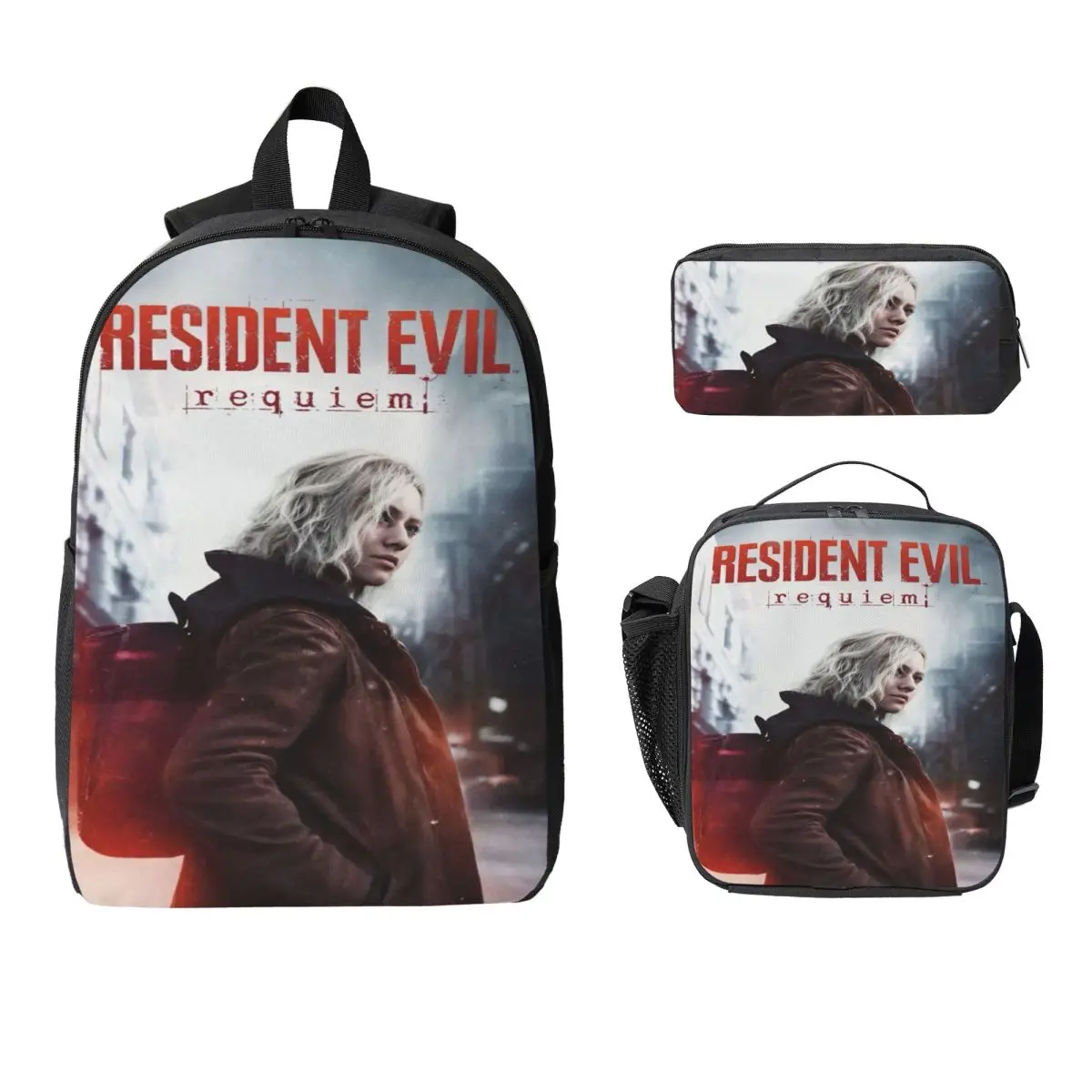 

Набор из 3 предметов: школьные рюкзаки Resident Evil 9 Biohazard для детей, пеналы и ланч-боксы для учеников, повседневные рюкзаки