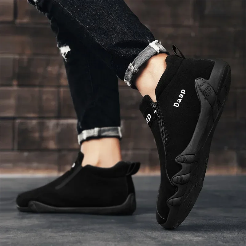 Zapatos informales de ante para hombre, zapatillas planas de punta redonda a la moda, ligeras, para caminar al aire libre, Otoño, 2023