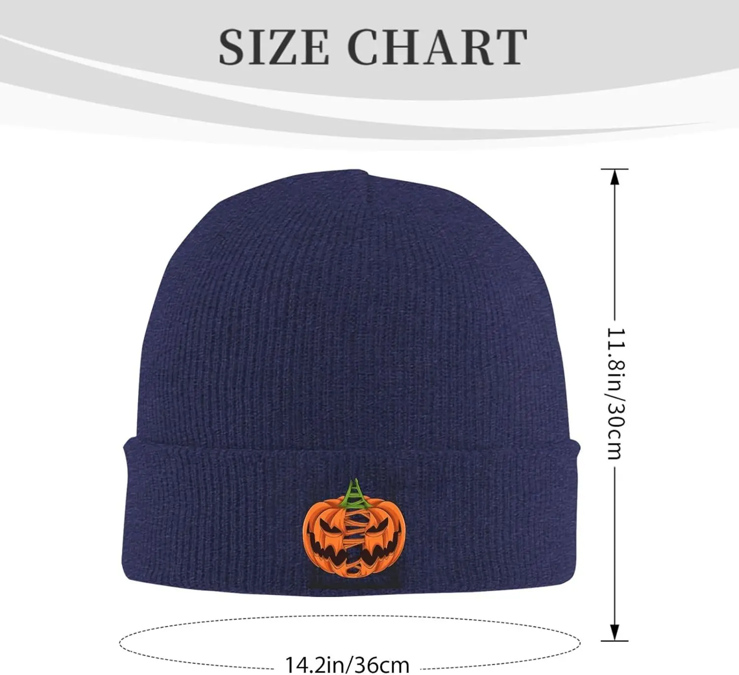Scary Halloween Pumpkins with Trees and Bats Beanie for Men Women Winter Soft Warm Knit Cuffed Hats Skull Cap