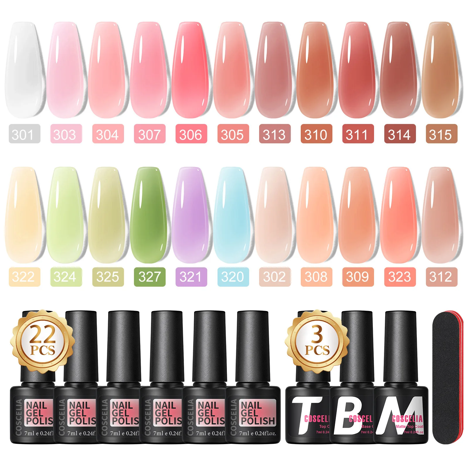 

Coscelia 25PCS Желейный стеклянный гель-лак для ногтей, розовый телесный кристаллический гель-лак для ногтей, прозрачный, базовое верхнее покрытие для женщин Nail Art Salo