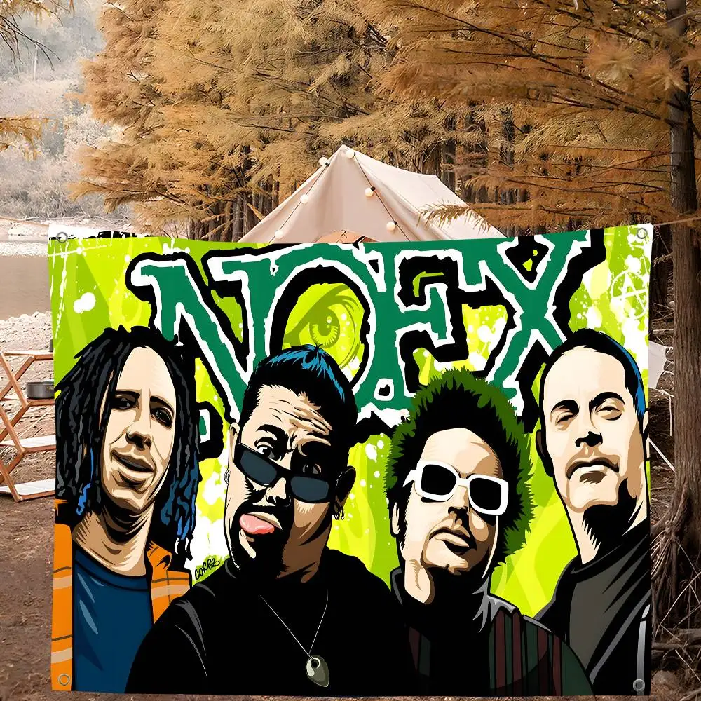 Rock Band N-NOFX Small Size Cheerleading Banner Hand Pulled Flag Outdoor Atmosphere Flags