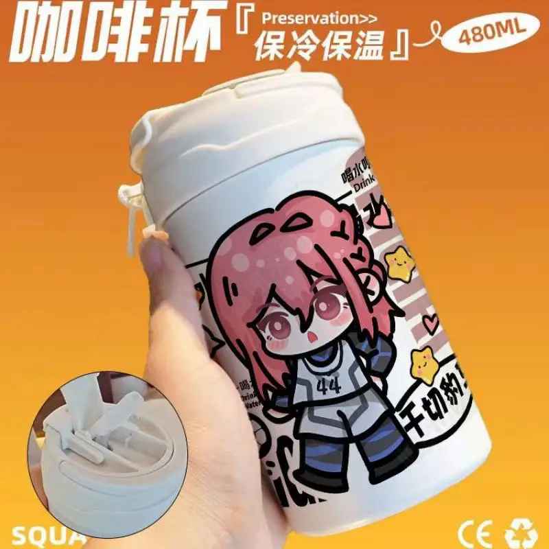 480ml Blue Lock Anime Figure Bachira Meguru Chigiri Hyoma Isagi Yoichi Cartoon Pattern Stainless Steel Insulated Cup Coffee Cup