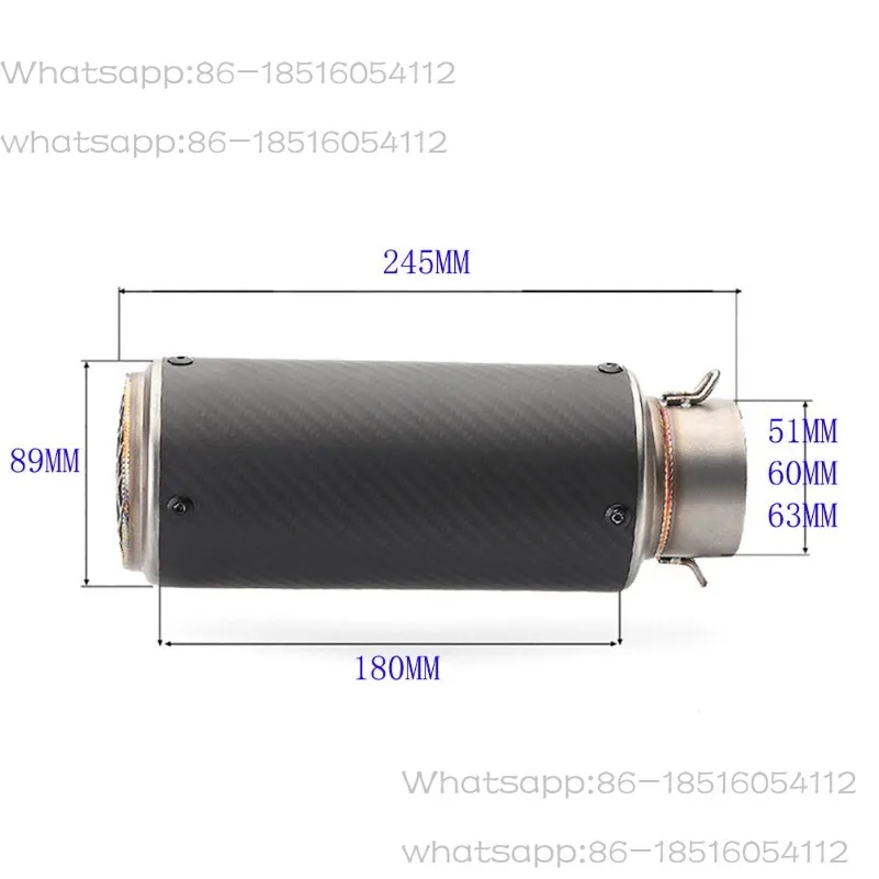 Modified Street Exhaust Carbon Fiber 51mm, 60mm/63mm Tail Section Locomotive Universal
