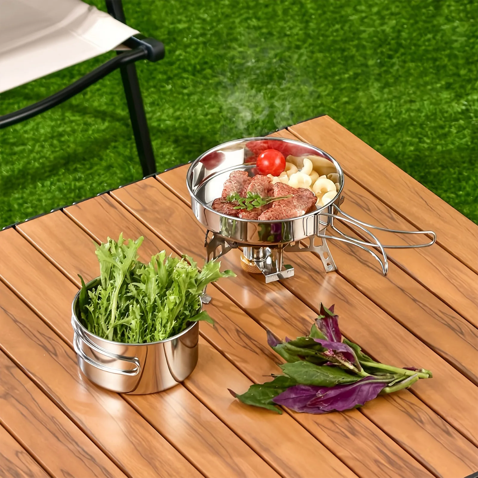 

Outdoor Camping Cookware Set Easy to Wash Convenient Tableware Combination Ideal Gift for Camping Lovers