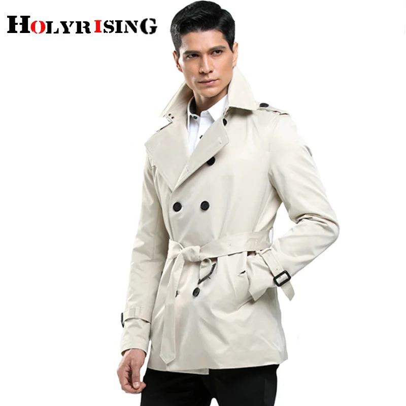 

Holyrising Men Trench Coat Slim Coats Casual Streetwear Windbreak Mens Clothing Shorts Vintage Overcoat Size S-4XL 18746-5