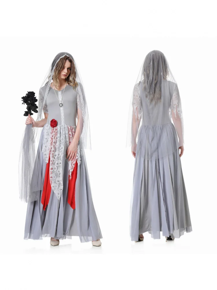 

Halloween Devil Ghost Bride Zombie Performance Costume Bar Stage Game Clothes Cotton Material 18-25 Years Old Women
