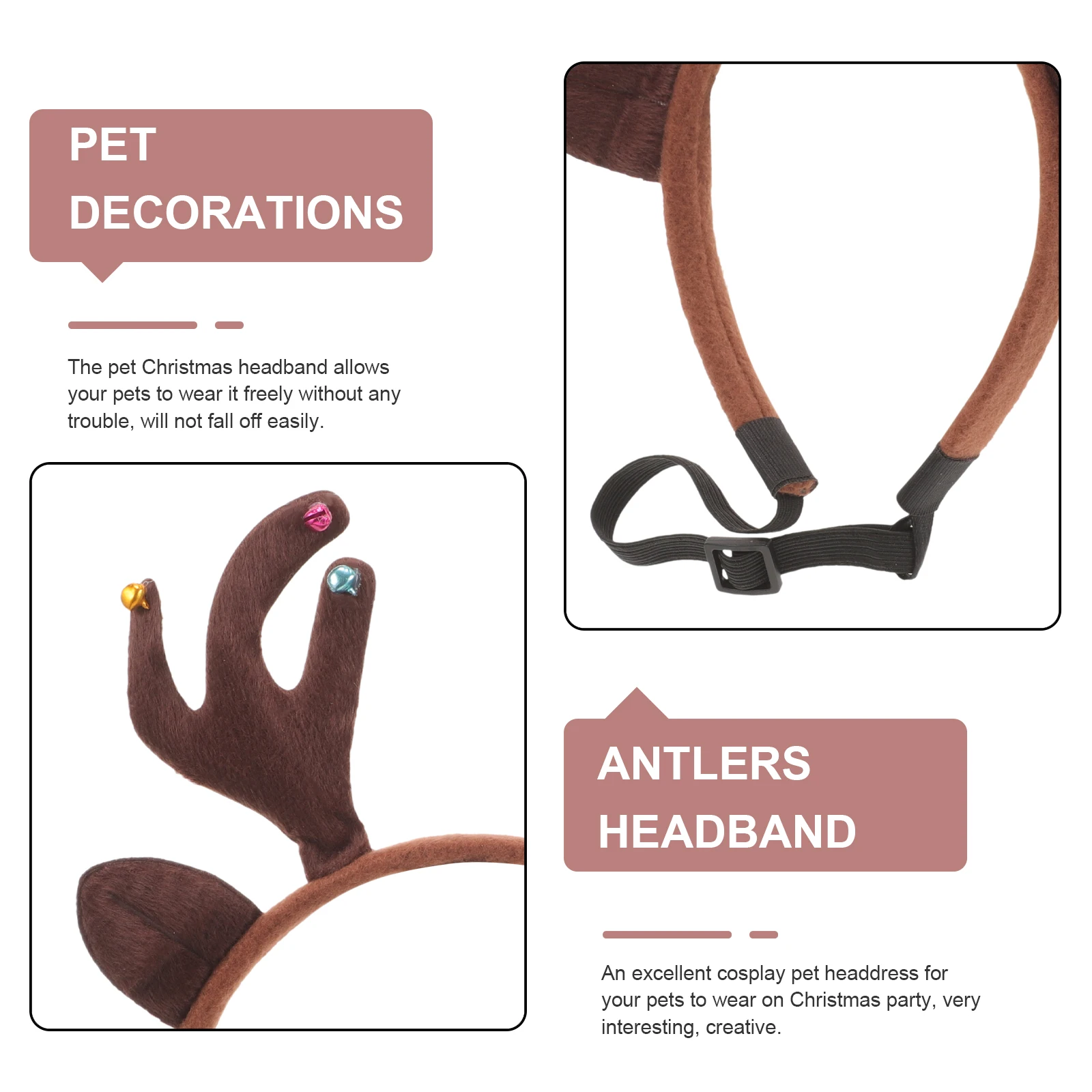 

Christmas Pet Headband Reusable Lightweight Pet Headwear Creative Cosplay Costume Holiday Party Accessory Cosplay Headband