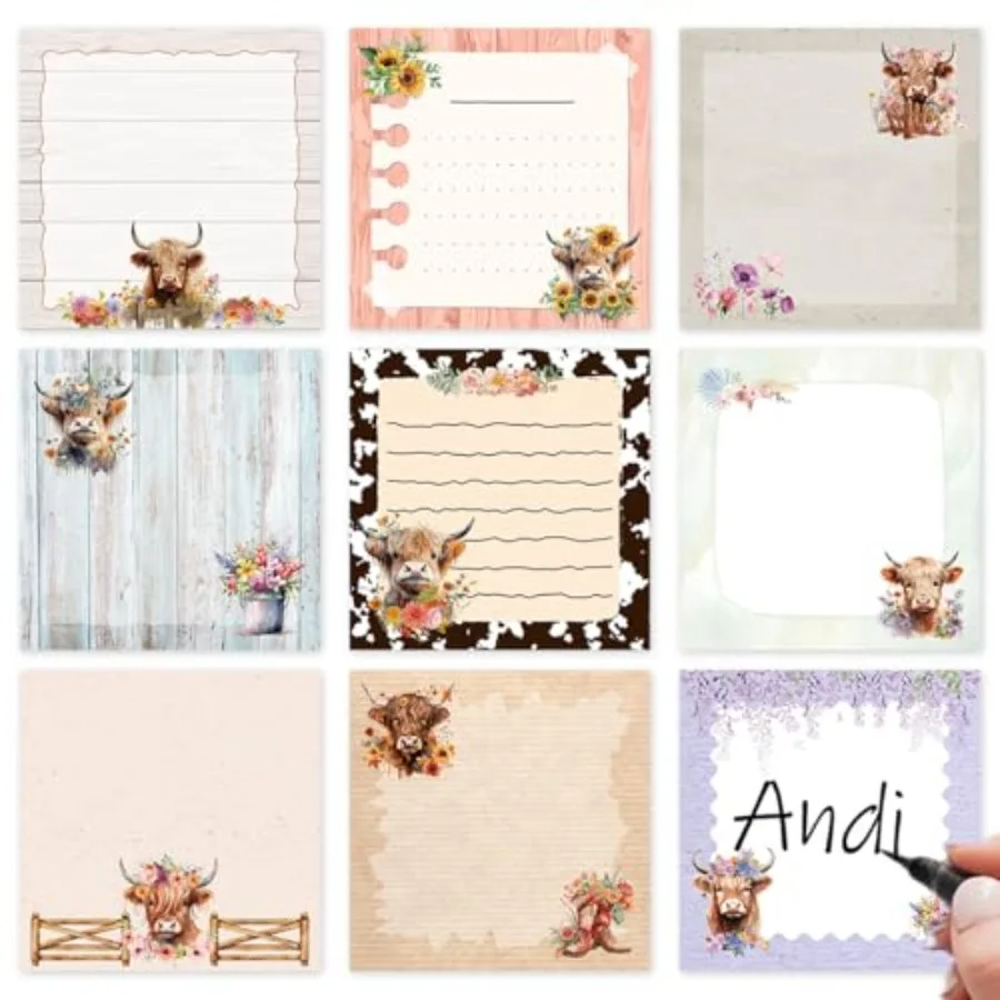 

Sticky Notes Set - 9 Pack Sticky Notepad Cute Animals Sticky Notes 3"X3" Adhesive Post Memo Pad Gifts Office Home Print School
