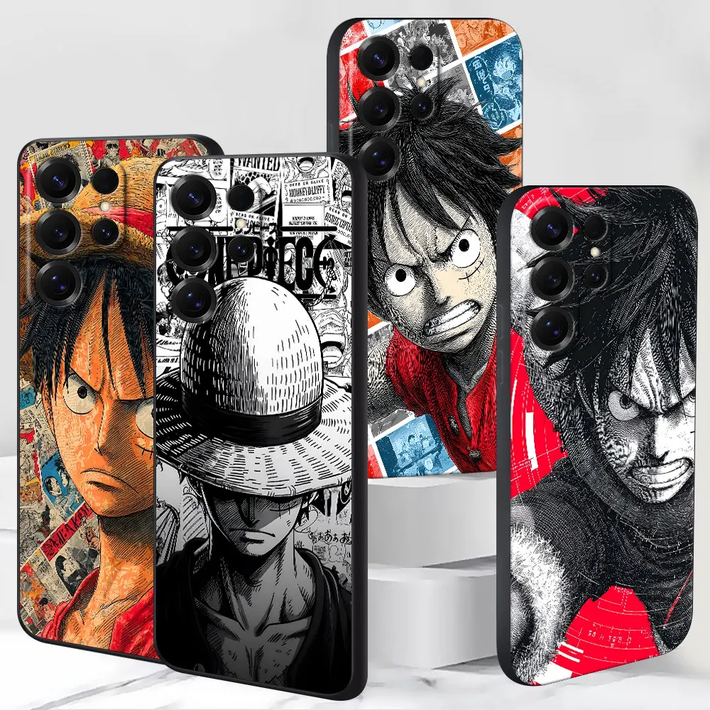 One Piece Comic Luffy Case for Samsung Galaxy S25 S21 S24 S10 S23 S22 Ultra S20 FE S8 S9 Plus S7 Edge Black TPU Phone Cover