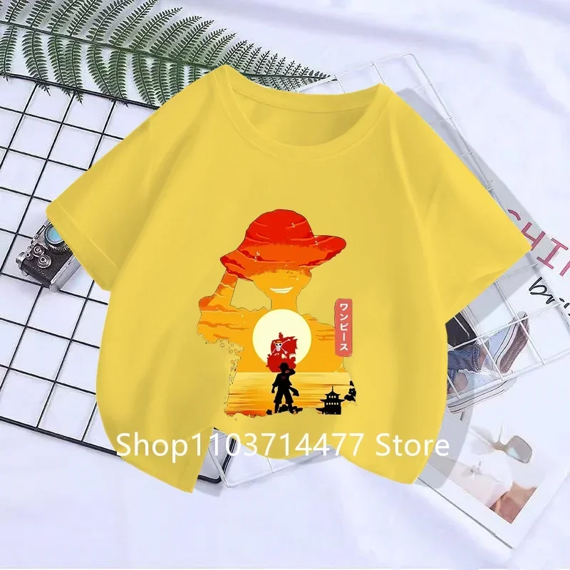 

New Summer Short Sleeve Anime One Pieces Printed T-shirt Children Summer Cool Streetwear Cool Boy Girl Kids Tops