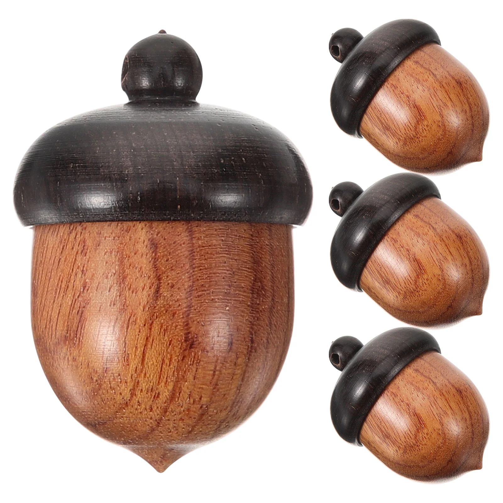 4 Pcs Wooden Acorn Pendant Jewelry Charms Key Ring Decor Necklaces Pine Cones Earring Pendants Decorative Acorns