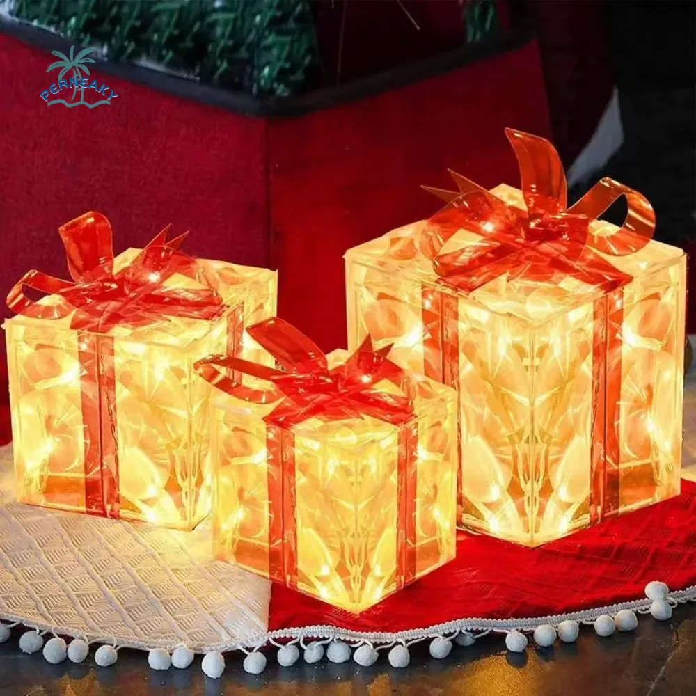 caixas-de-presente-de-natal-com-laco-decoracao-a-prova-d'Agua-caixa-brilhante-com-luzes-de-fada-led