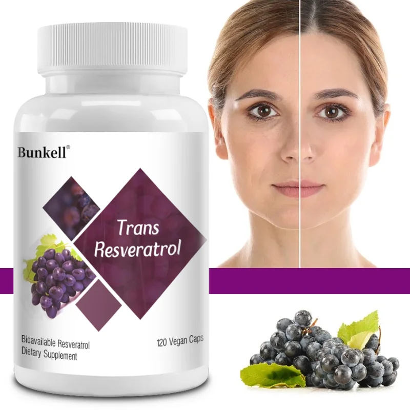 

Trans-Resveratrol 120mg Capsules, Antioxidant Supplement, Support Heart Brain Joint Skin & Immune Health, Vegan Non-GMO