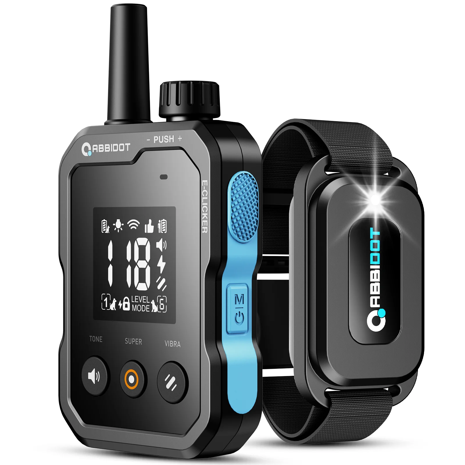 

ABBIDOT T70 Ошейник для дрессировки собак 2 в 1 Ремешок с электронным клевером Электрическим током 4100 футов 1250 м Водонепроницаемый 118 уровней 2025 Новая версия