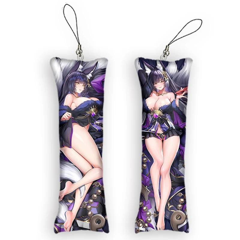 Cute Japanese Anime Mini Dakimakura Key Chain Anime Azur Lane Musashi Small Pillow Pendant Otaku Backpack Decor Keychain Gift