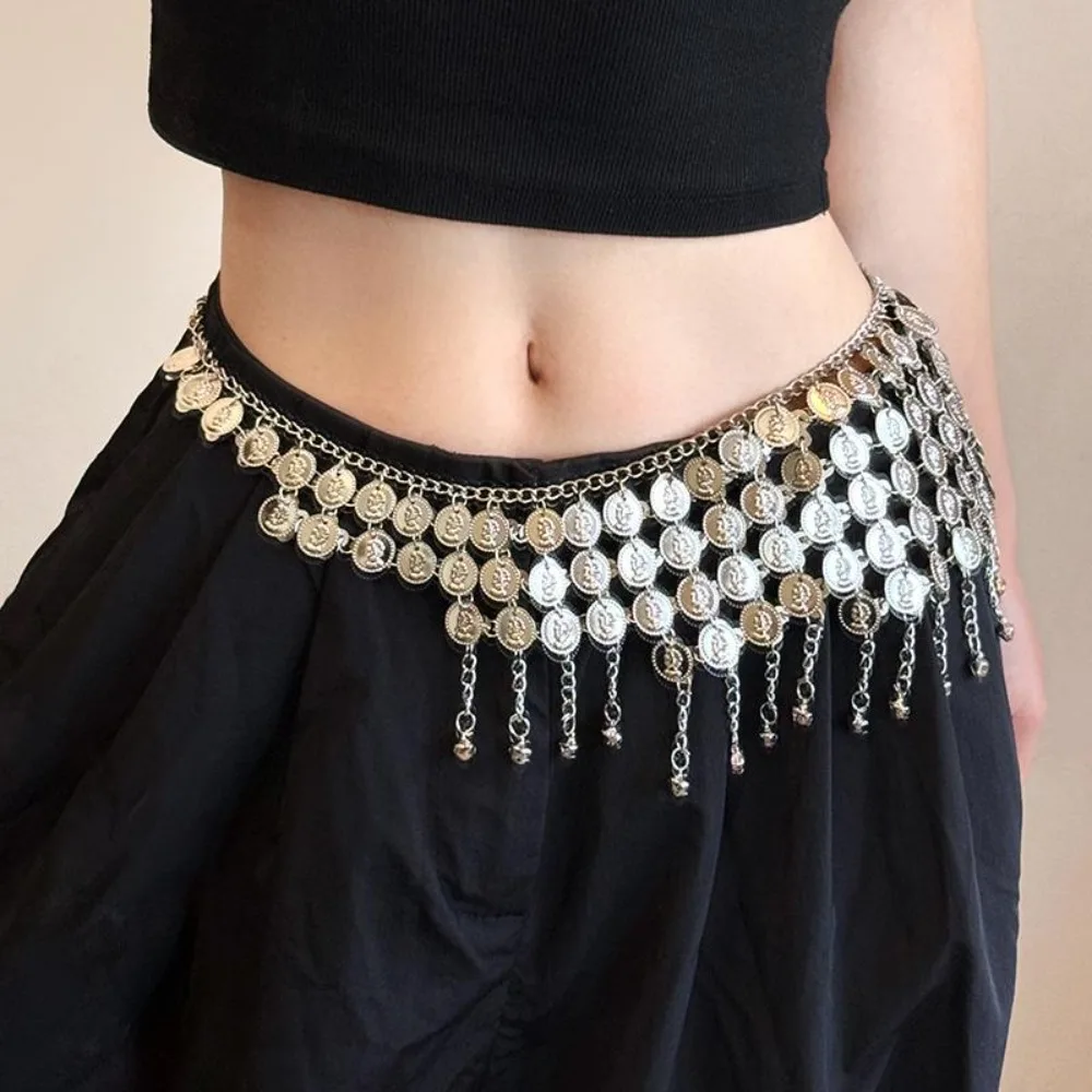

Bell Metal Tassel Waist Chain Vintage Round Bohemian Style Waistband Belly Button Chain Body Jewelry Ethnic Style Belt Women