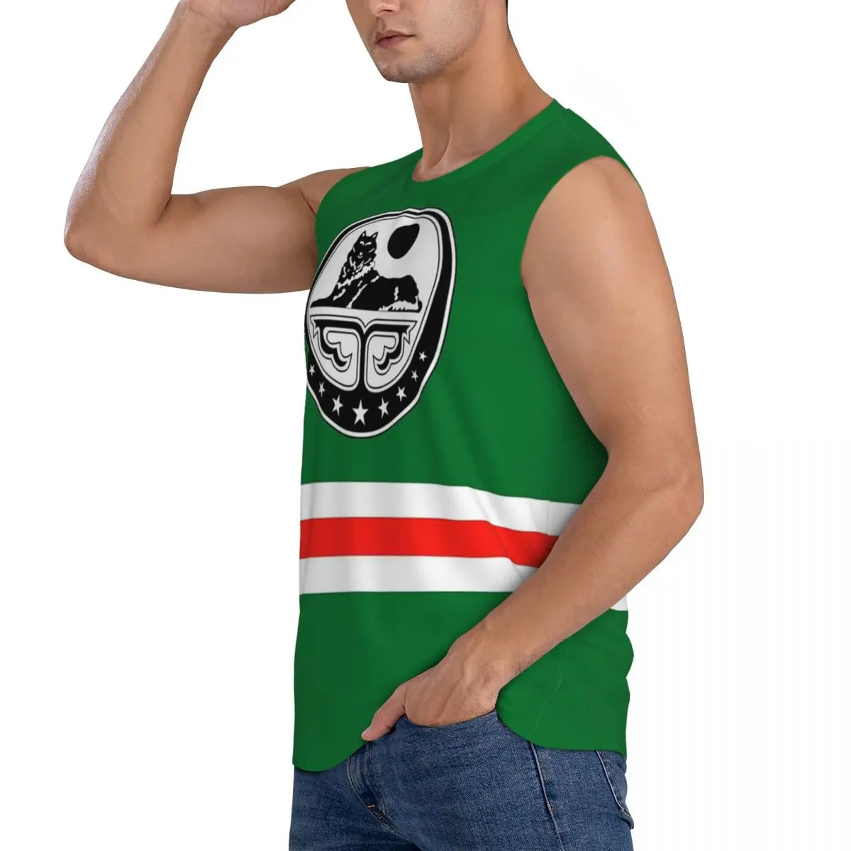 Chechen Borz Wolf Coat Of Arms Of Chechnya Men Sleeveless Tank Tops Quick Dry Breathable Gym Fitness Running Summer Sport Vest