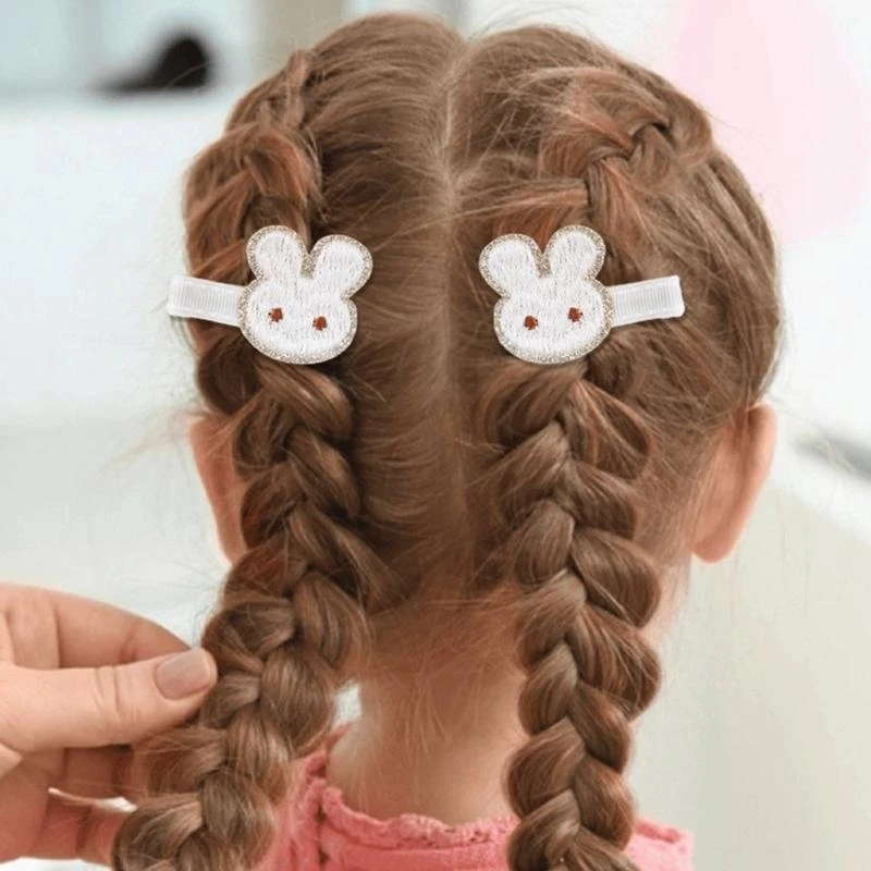 

Embroidered Rabbit Hair Clips Strong Hold Hairpin Fashion Hair Accessories for Children's Kids Stylish Headwear 24BE