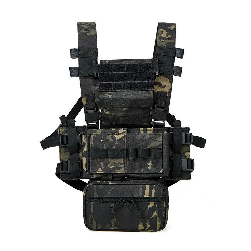 Męska Multicam polowanie MK3 Tactical Chest Rig uprząż modułowa lekka wojskowa kamizelka Airsoft w/ 5.56 Mag etui Pantiball Gear