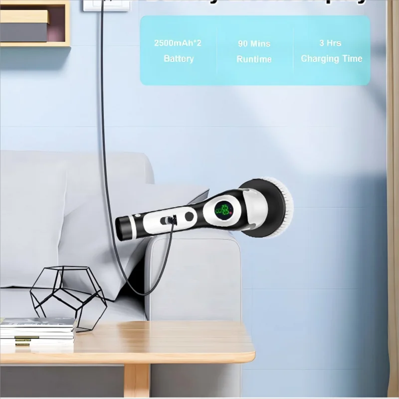 HOMEFISH Multifunctional Electric Cleaning Brush Voice Rechargeable Smart Rotary Cleaning Brush Kitchen Cleaning Brush