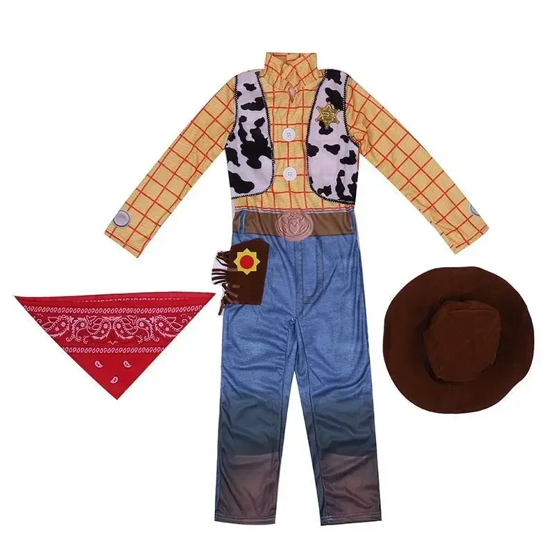 4-12Y Boys Cowboy Woody Cospaly Costume Anime Character Adventure Costume Halloween Kids Performance Costume