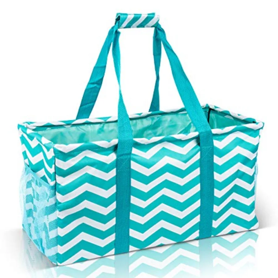 

Сумка-тоут очень большого размера - Складная многоразовая прямоугольная холщовая корзина с проволочным каркасом и двумя внешними карманами