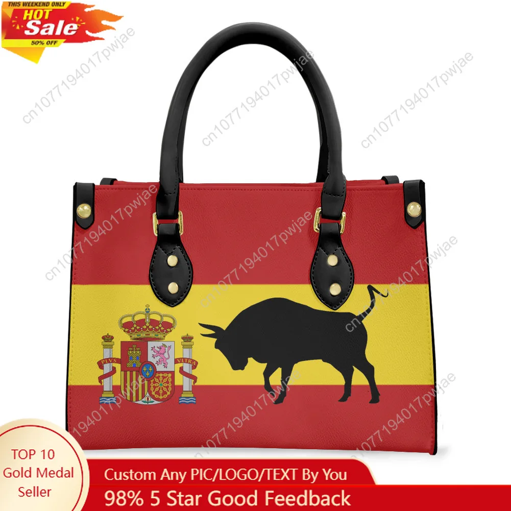 

Spanish Bullfighting Graphic Tote Bag Purse Womens Mens Personalized Text Image PU Leather Handbag Business Shopping Gift Bags