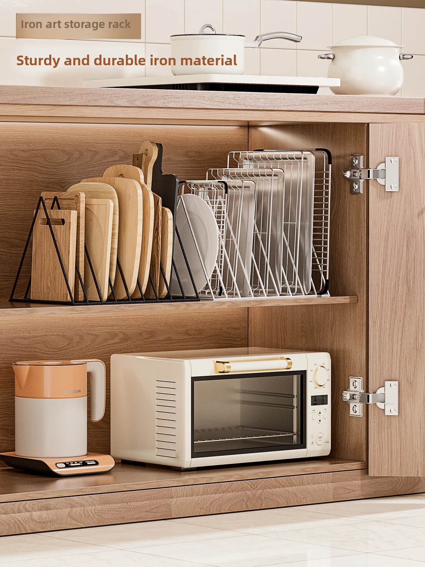 

Kitchen Storage Ra Iron Art Baking Tools Multi-layer Cutting Board Display Stand e Design Cabinet Organizer