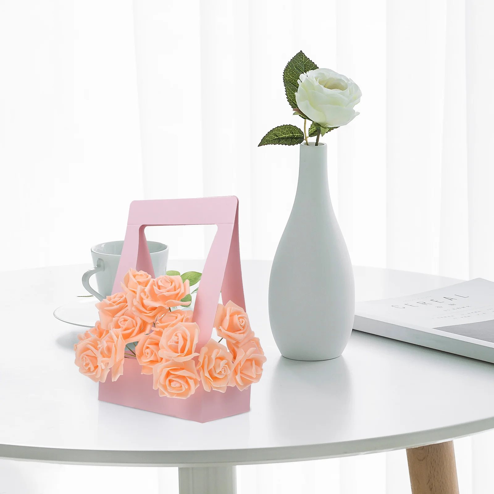 5 قطع من صناديق الزهور الورقية القابلة للطي، صندوق هدايا موفر للمساحة لتغليف الورق، تغليف هدايا الزهور الإبداعية