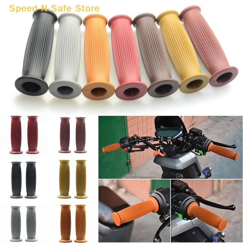 22MM Universal Classic Motorcycle Handlebar Grips Vintage Rubber Anti-Skid for Cafe Racer Scrambler Custom Build
