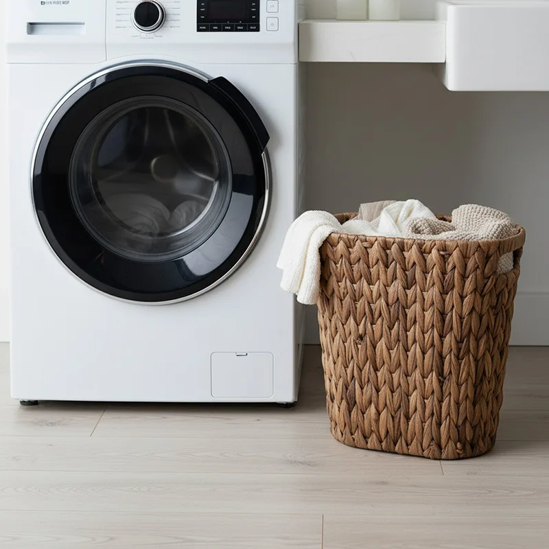 Hand-woven trash can, bedroom wastebasket, dirty clothes and sundries, sorting basket, rattan weaving storage basket