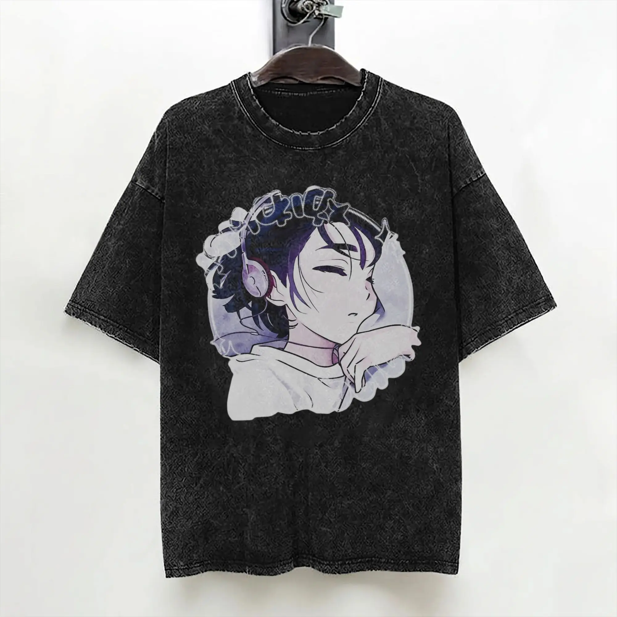 Alien Stages Anime Sua T Shirt Washed Short Sleeve Harajuku T-Shirt  Vintage Men Women Streetwear Graphic Printed Tee Shirt