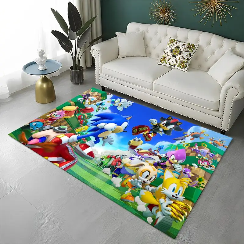 Classic Game S-Sonic Cartoon Non-Slip Area Rug for Living Room,Bedroom,Playroom,Soft Carpet Floor Mat Home Decor Rug Kids Room