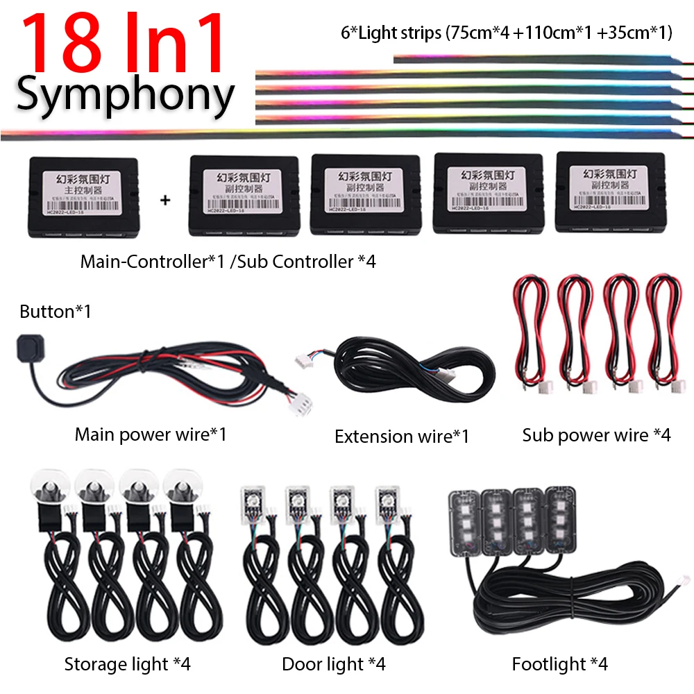 Oprah 18 in 1 LED Symphony Ambient Light For Car Interior Full