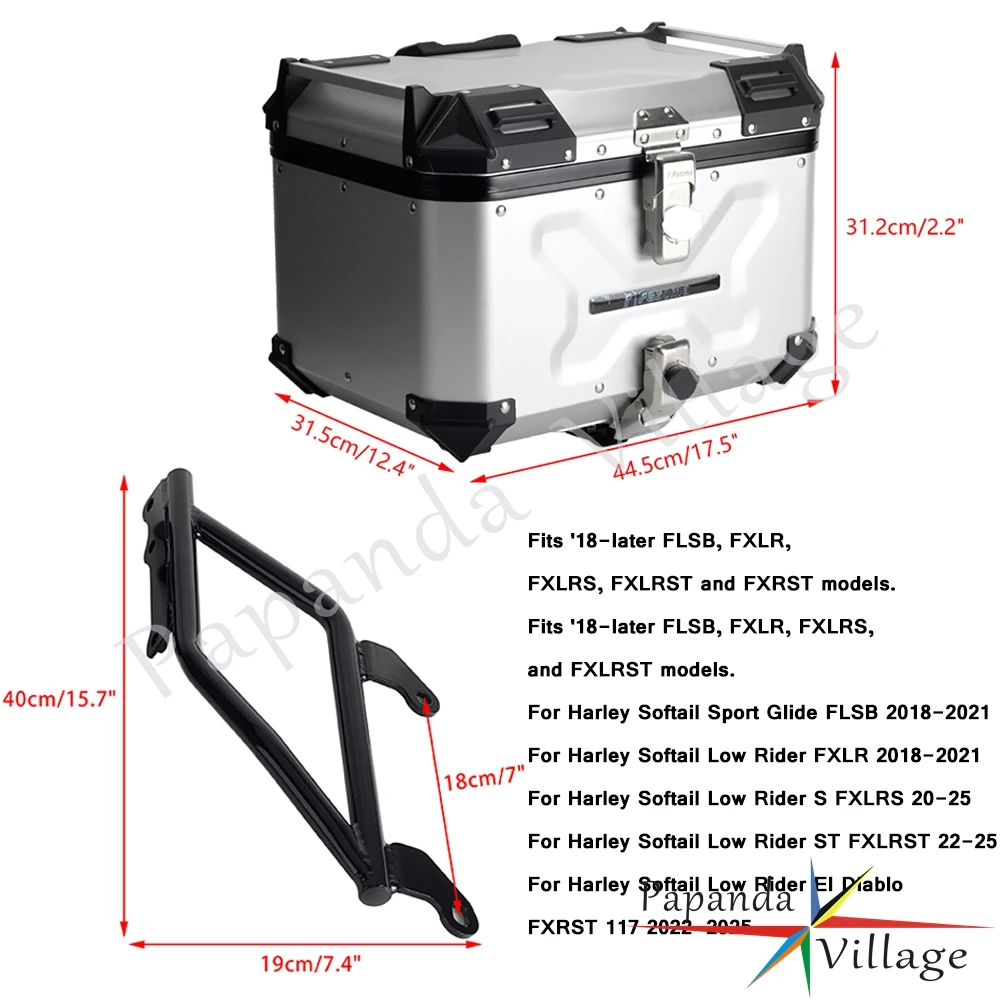 Motorcycles 42L Rear Luggage Box Container Tail Case Trunk For Harley Softail Low Rider Sport Glide FLSB FXLR S FXLRS 2018-2025