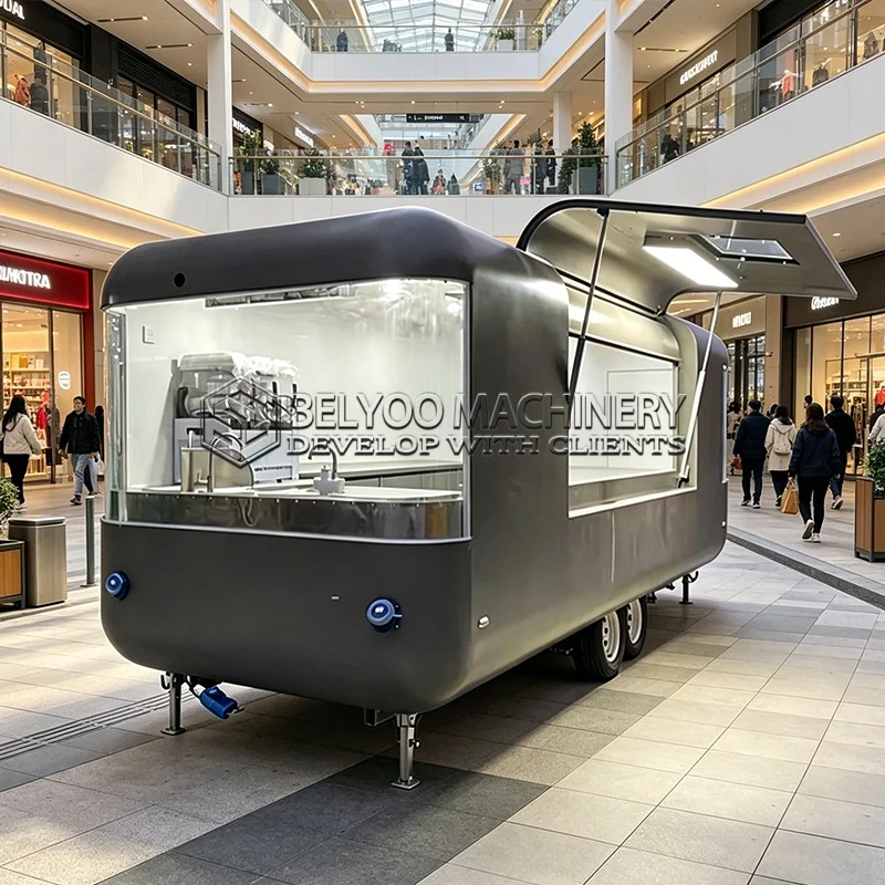 Belyoo Mobile Coffee Catering Truck Premium Multi Functional Outdoor Hamburger BBQ Beer Bar Food Trailer for Sale