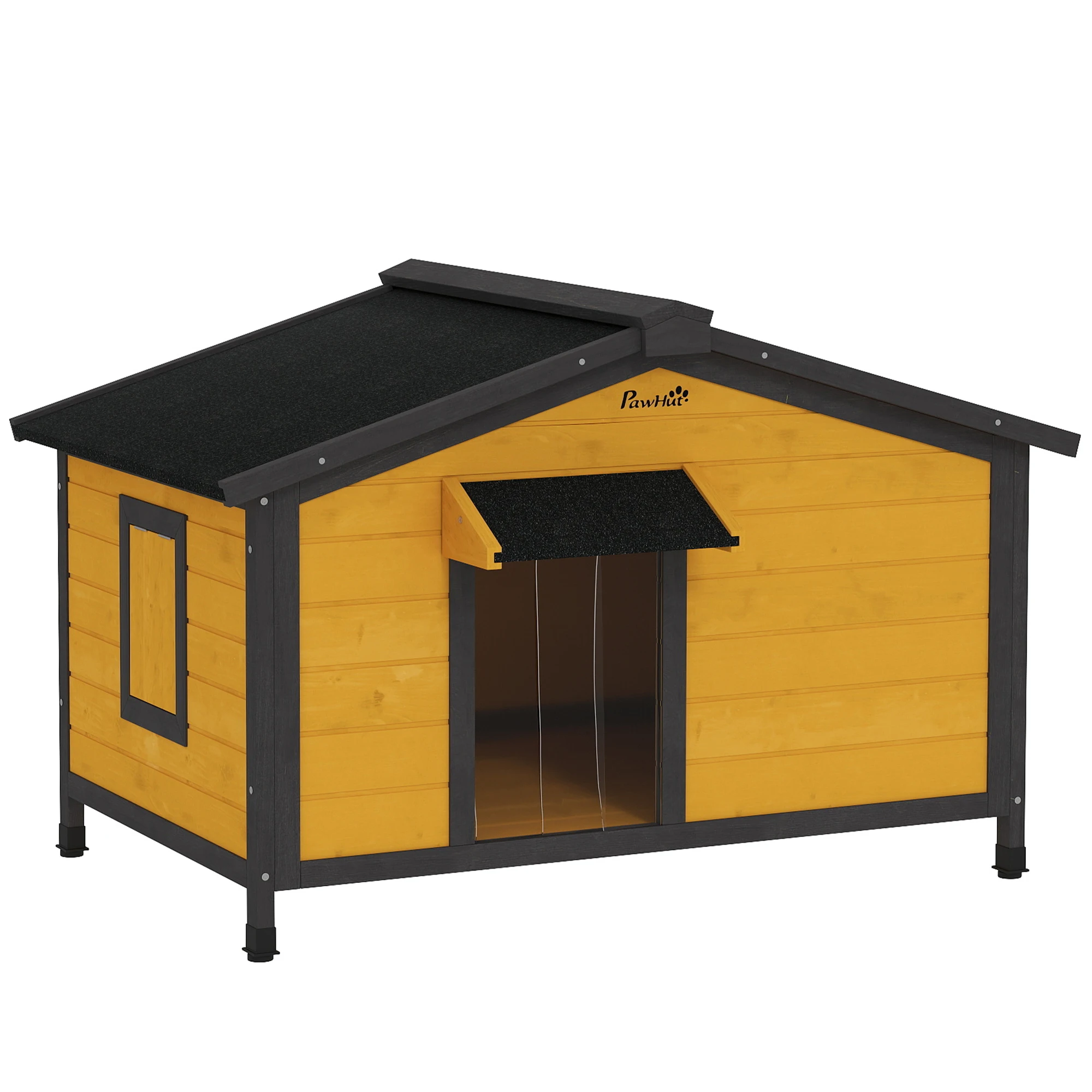 PawHut outdoor dog shed with asphalt roof 97x72x65cm Natural wood