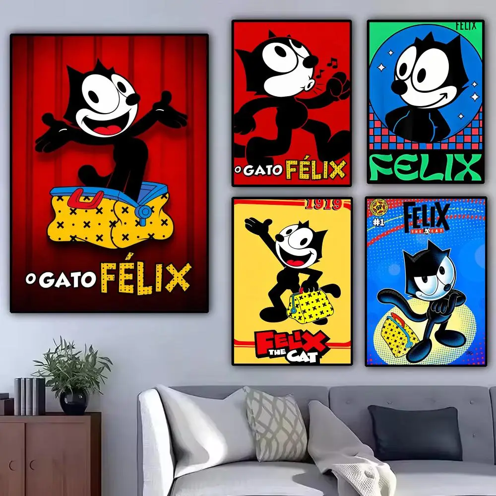 1PC Stars F-Felix The Cat Painting Calligraphy Modern Canvas Poster Wall Art Aesthetic Bedroom Decor for Cafe Home Gift