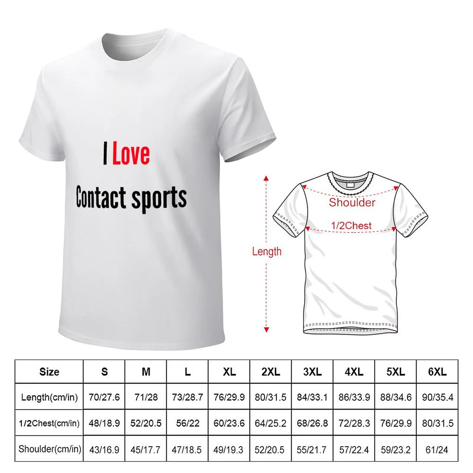 I love Contact sports T-shirt tees anime funnys boys animal print heavyweight t shirts for men