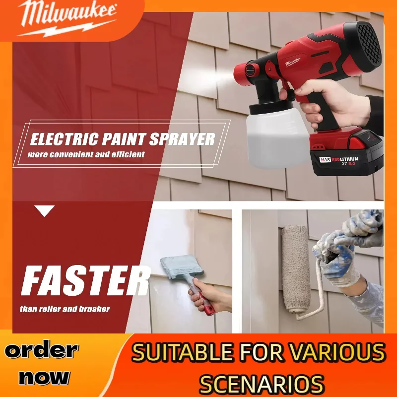 ميلووكي 18 فولت بطارية 800 مللي بندقية رذاذ كهربائية لاسلكية عالية الطاقة بخاخ طلاء المحمولة أثاث السيارات الصلب طلاء البخاخة