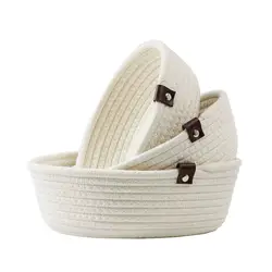 3PCS Storage Basket Set Natural Cotton Woven Rope Baskets for Storage Baskets for Gifts Empty Small Storage Bins with Handle