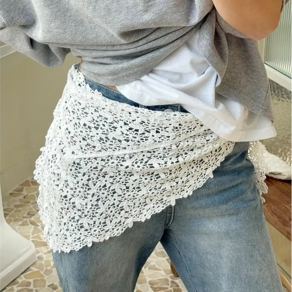 ホット自由奔放に生きるスタイル三角形スカーフ夏のレースニットヘッドバンドレトロかぎ針編みネッカチーフ韓国ラップヒップスカーフ自由奔放に生きるウエストベルト