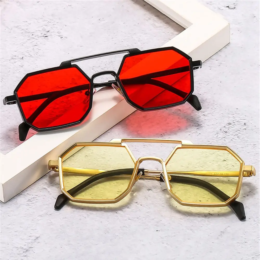 Double Beam Metal Large Frame Sunglasses Fashion Women Men Sun Glasses Luxury Brand Design Eyewear UV400 Shades Driving Goggles